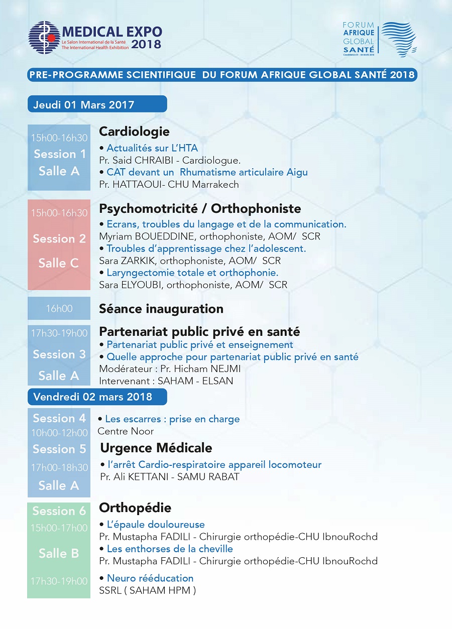 PROGRAMME SCIENTIFIQUE DU FORUM AFRIQUE GLOBAL SANTE 20181 2