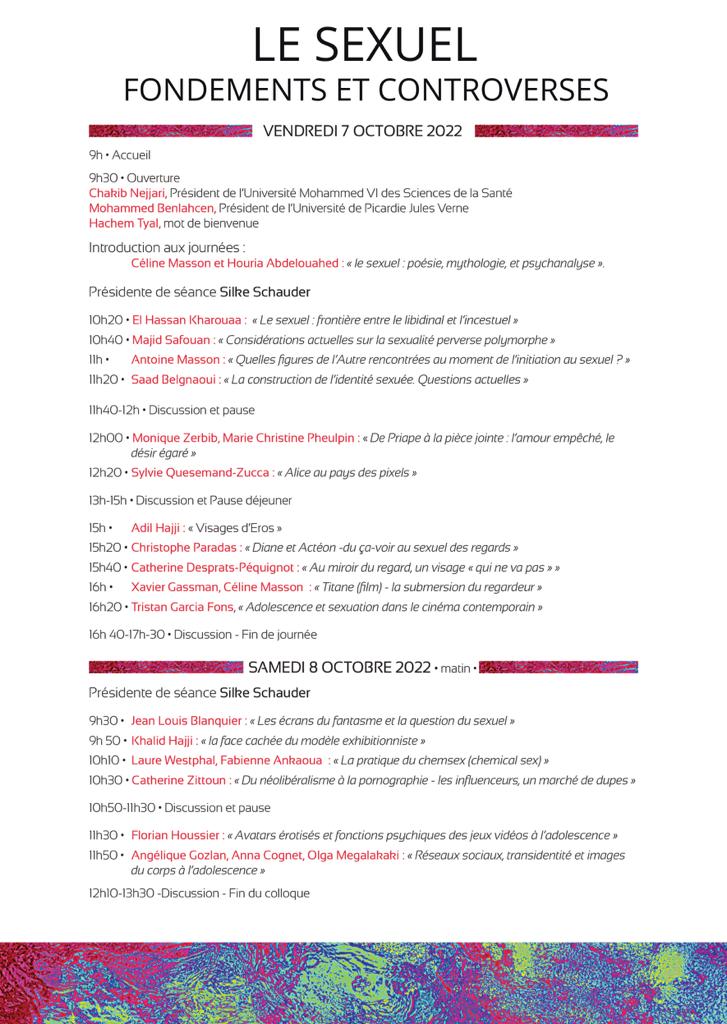 Programme sexuel fondements controverses colloque scientifique 102022